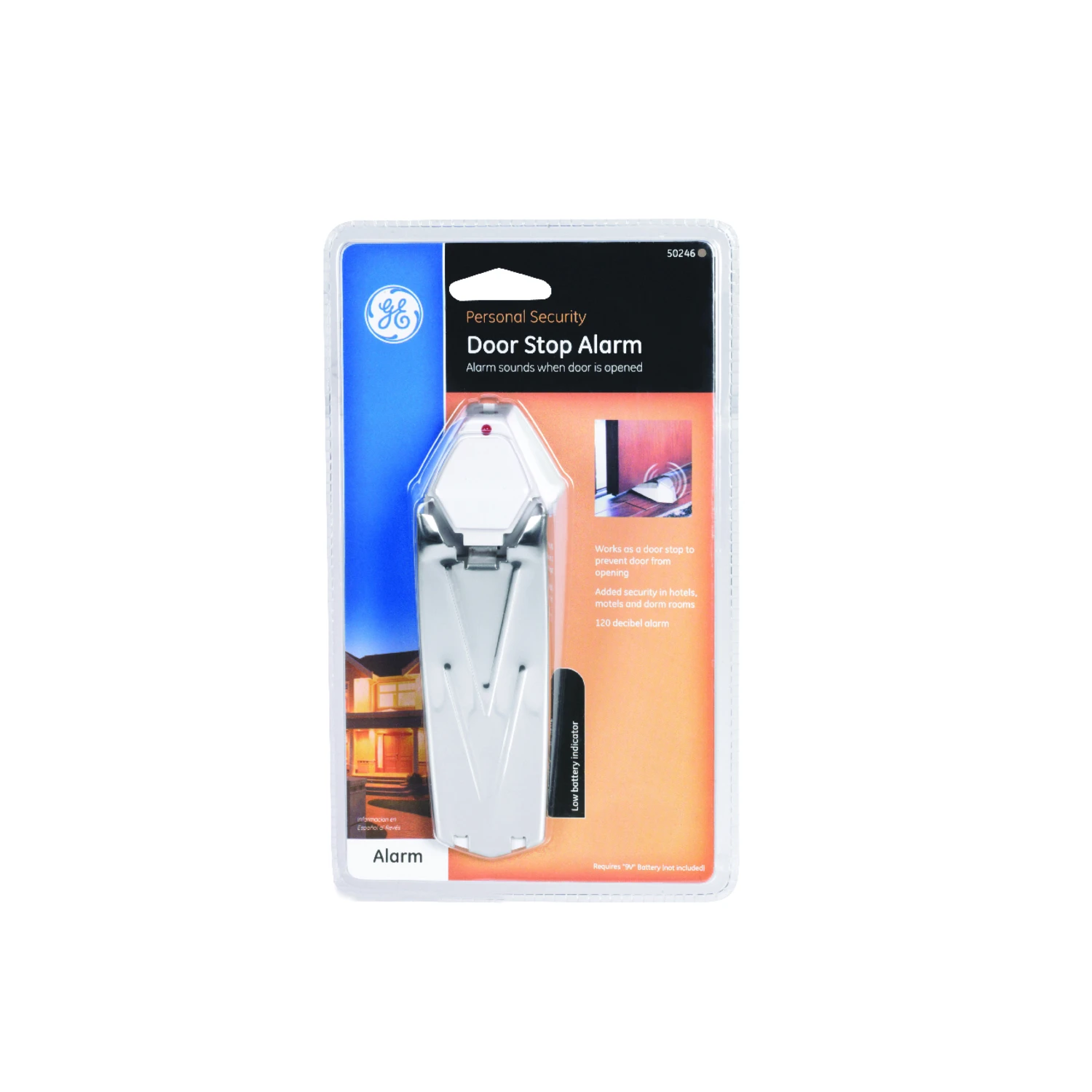 Ge White Plastic Door Stop Alarm With 120 Decibel Sound And Portable Design