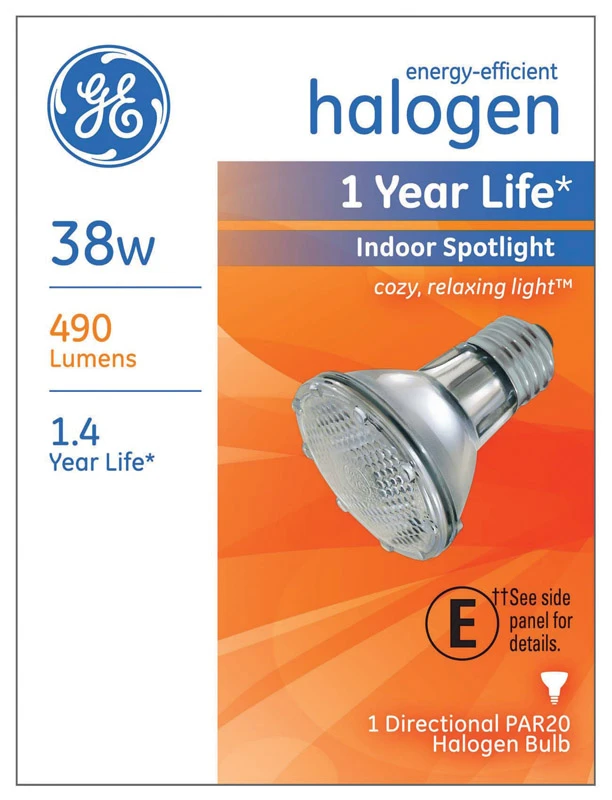 Halogen Spot Light Bulb, Indoor, Par 20, 38-Watts