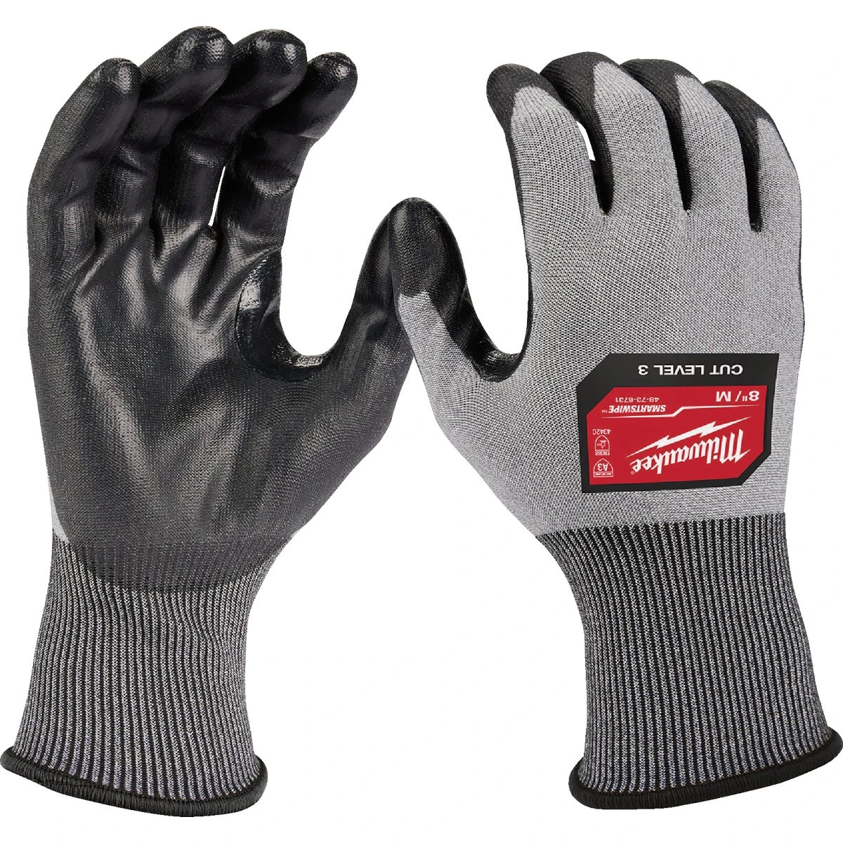 Large Cut Level 3 High Dexterity Polyurethane Dipped Gloves - Gray