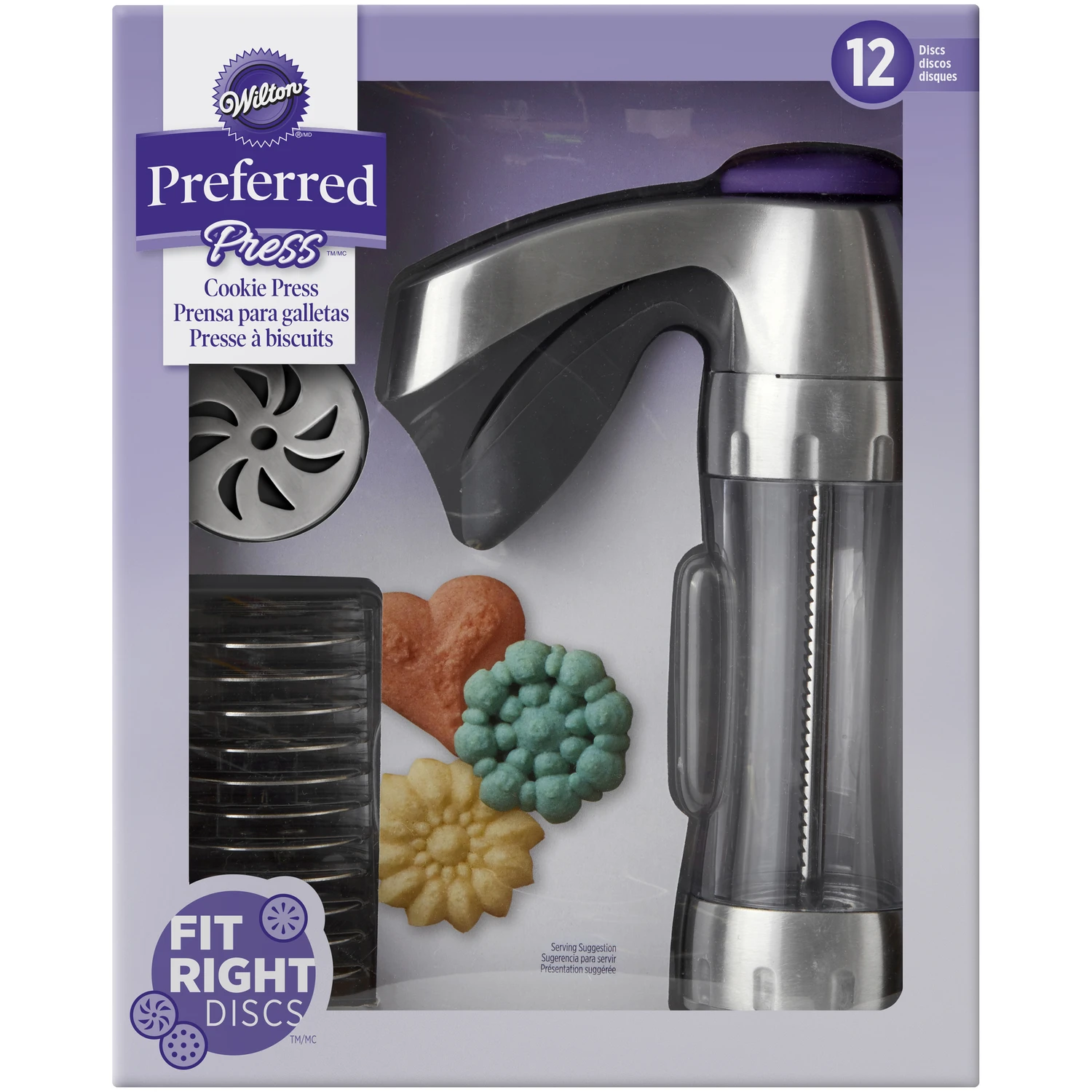 Wilton Preferred Press Cookie Press Silver 1 Piece With 12 Designs