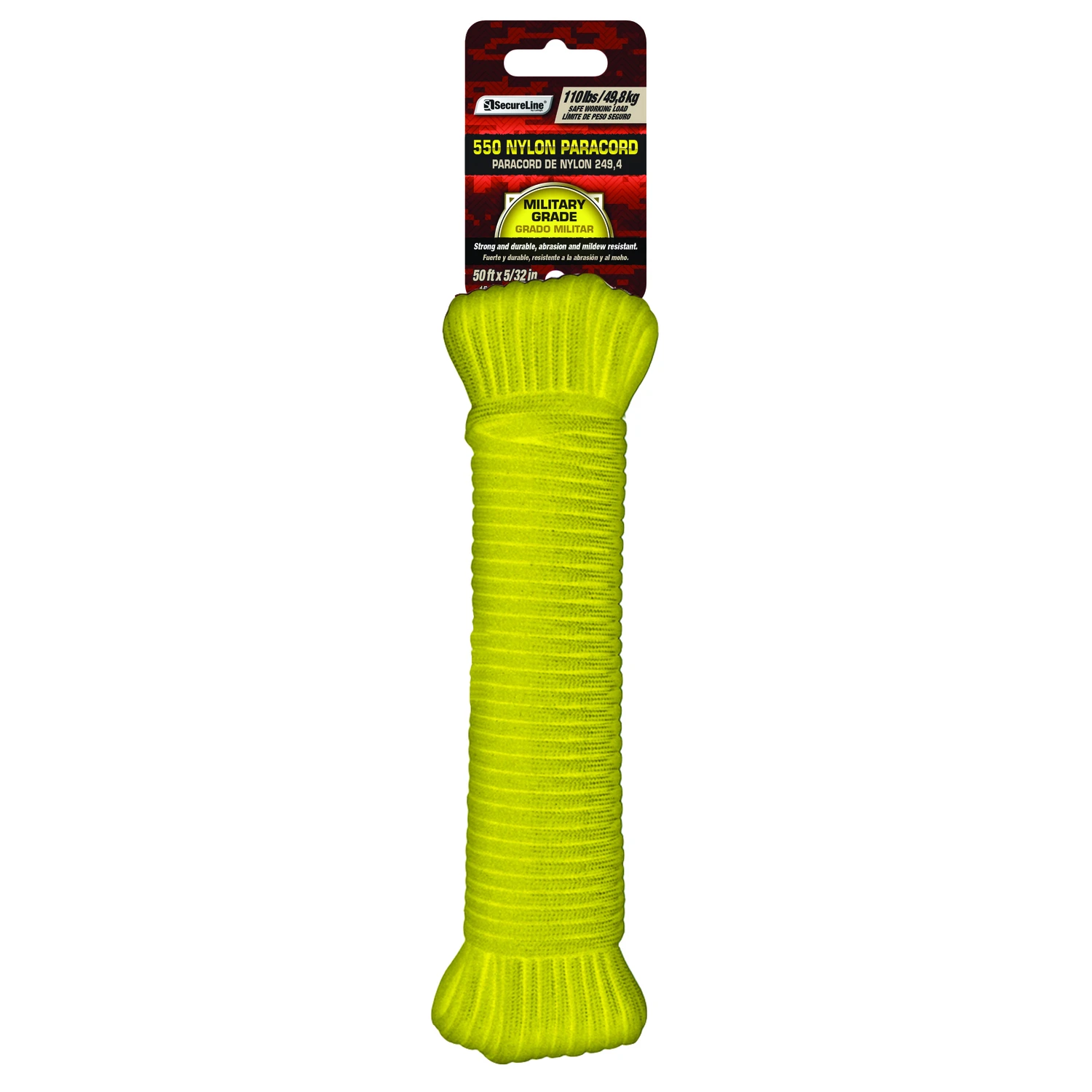5/32 In. Diameter X 50 Ft. Length Yellow Braided Nylon Paracord