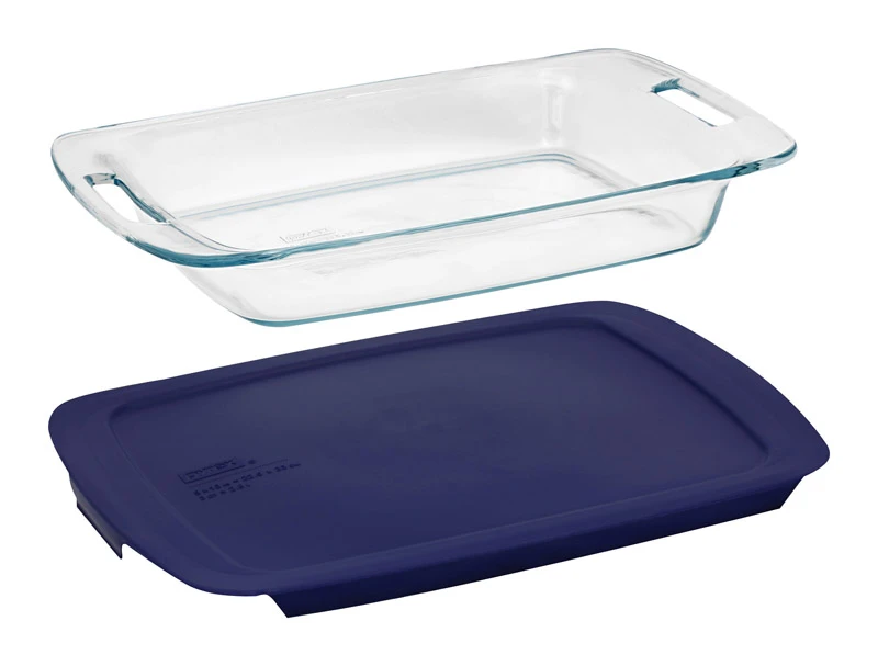 Easy Grab 3 Qt. Oblong Glass Baking Dish With Lid - 9.75" X 15.5"