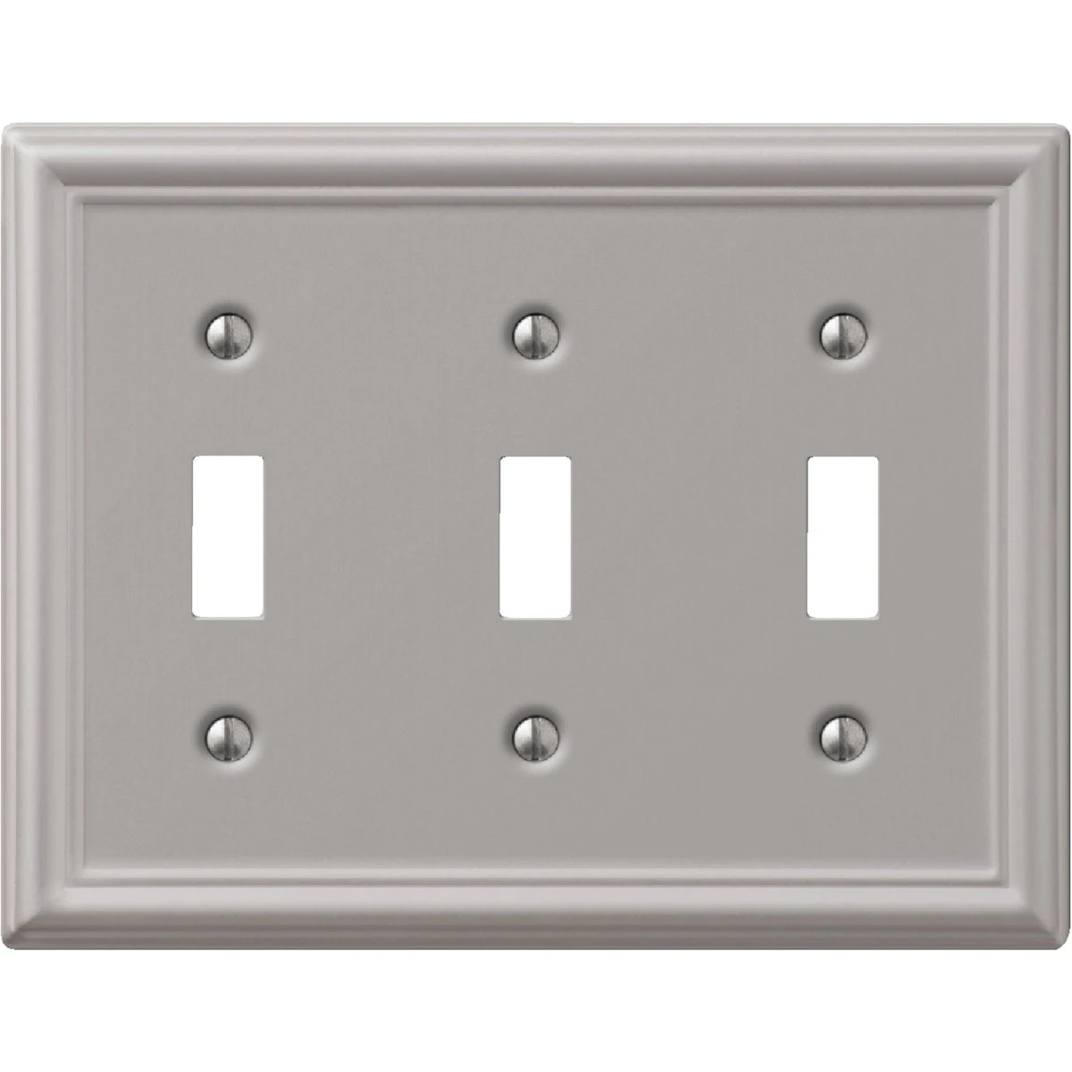Chelsea Wall Plate, Brushed Nickel, Steel, 3 Toggle