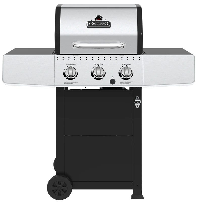 3-burner Lp Gas Grill - Stainless Steel & Black - 30,000 Btu