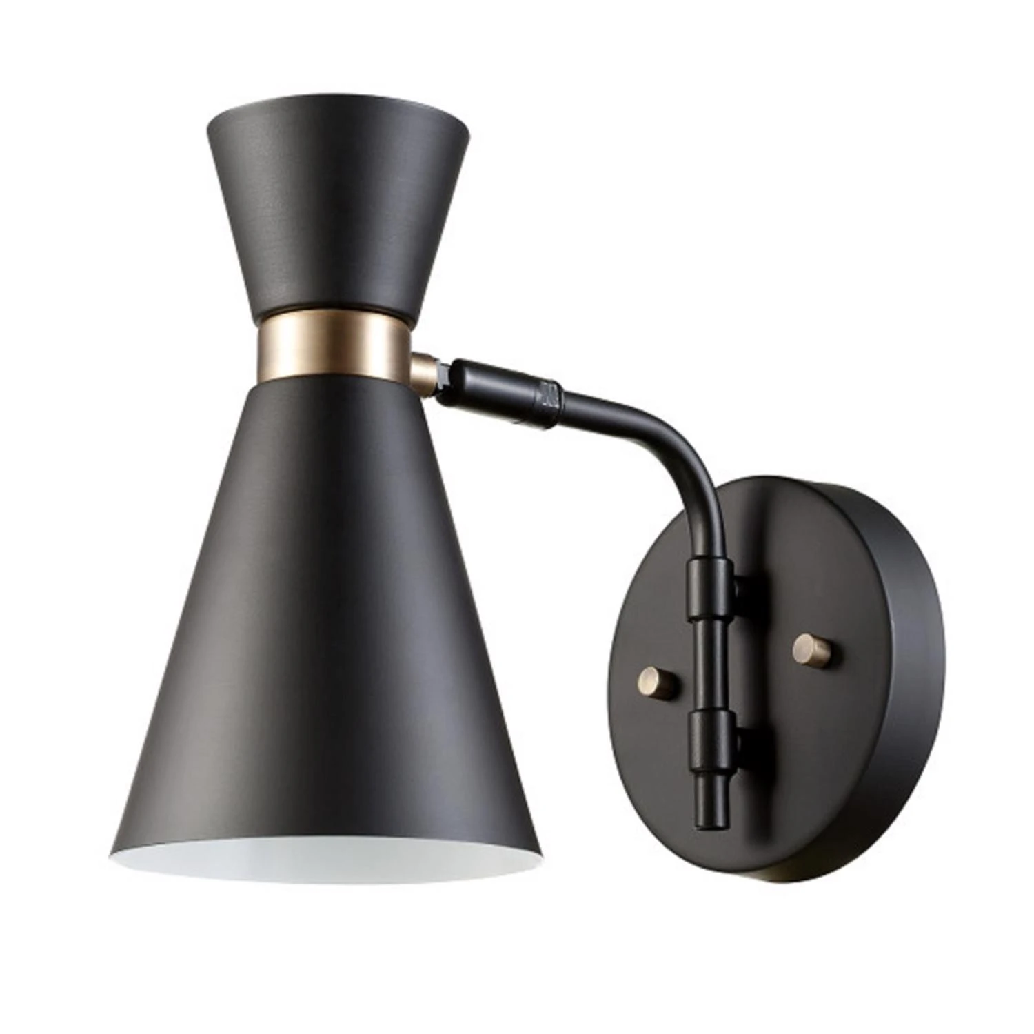 Belmont Collection Wall Sconce with Black Finish and Gold Accents