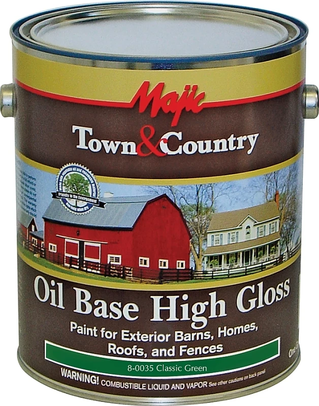 Town & Country Barn & Fence Paint, High Gloss Oil Base, Green, 1 Gallon