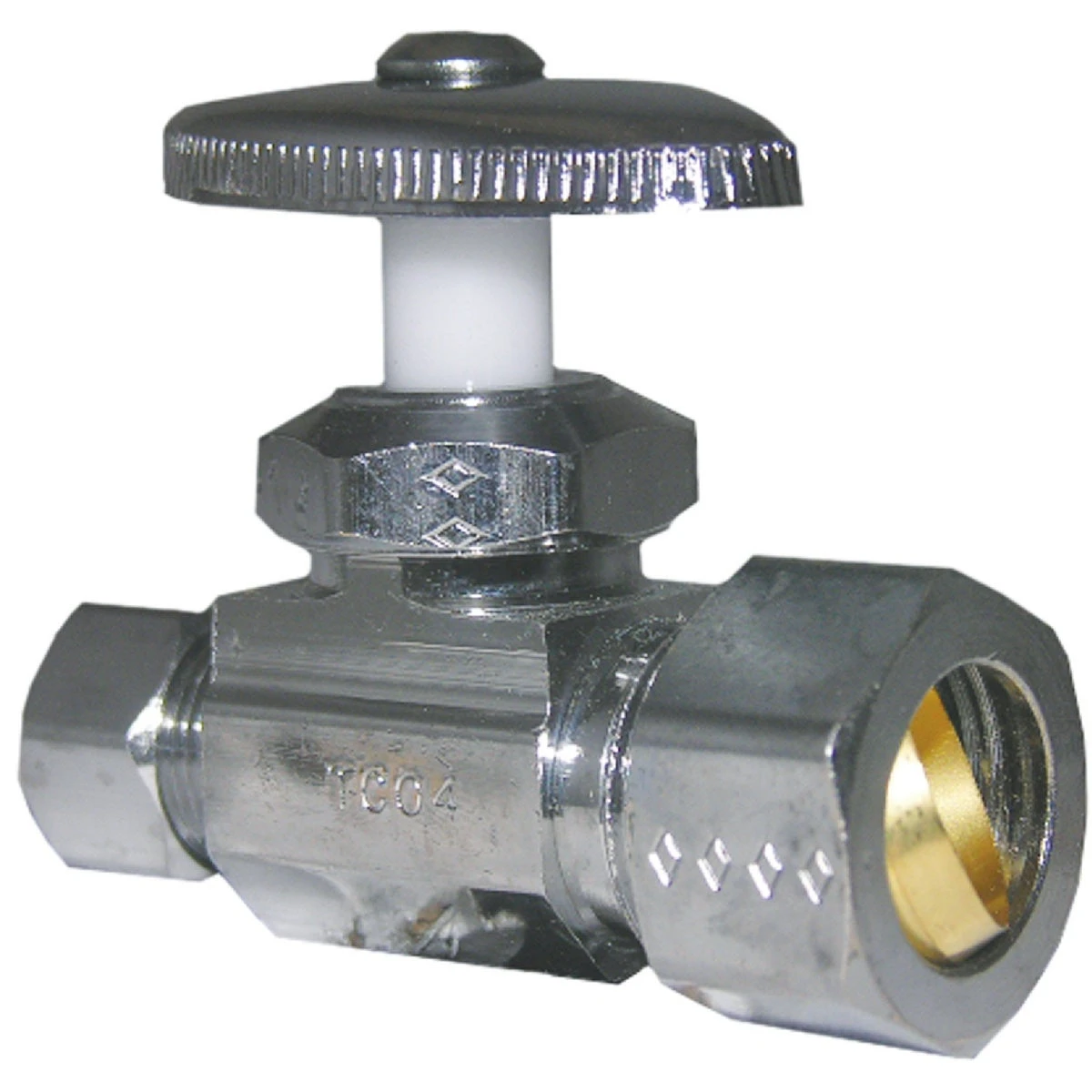 Chrome Straight Valve with 5/8 Inch by 3/8 Inch Connections
