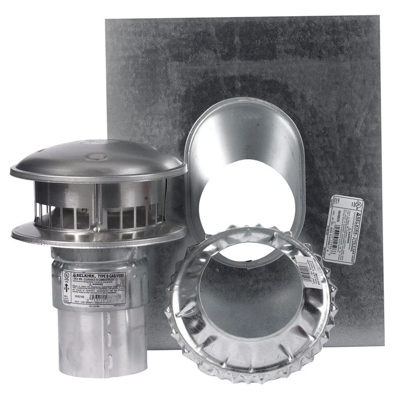 Gas Vent Termination Kit, Round, Type B, 4-In., 4-Pc.