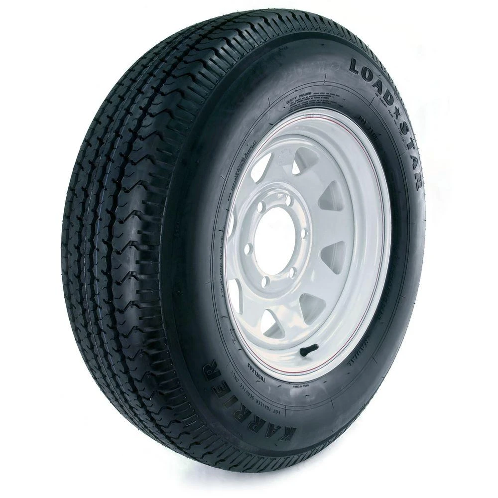 Karrier Radial Trailer Tire & 6-hole Custom Spoke Wheel Assembly, 225/75r-15 Lrd