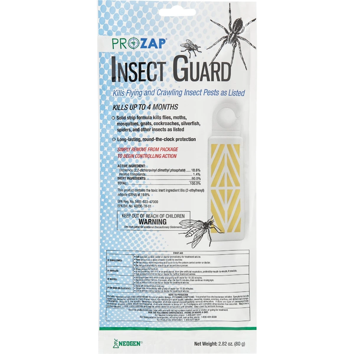 Prozap Insect Guard Clip Pest Strip 80 Gram 4 Inch by 12 Inch