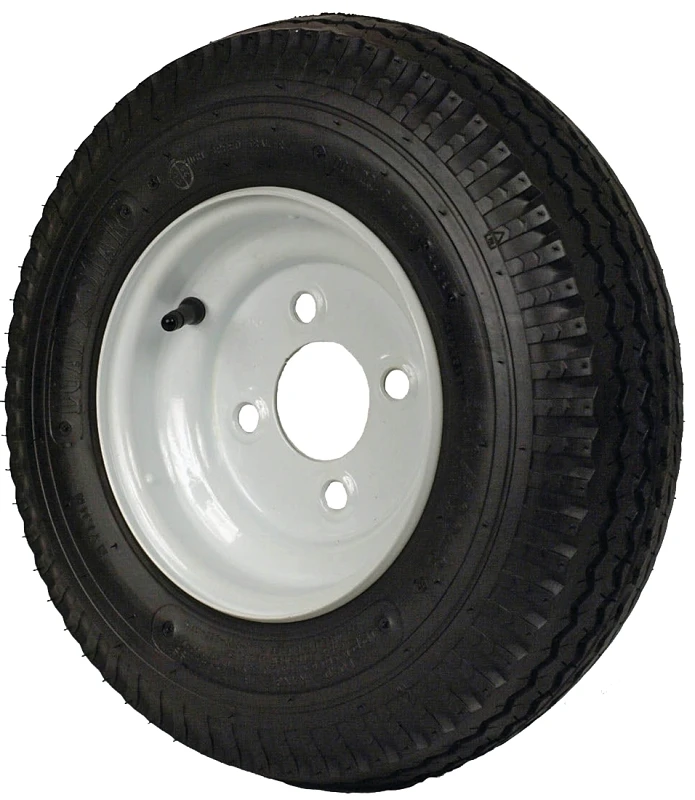 Loadstar Trailer Tire and 4-Hole Wheel, Size 480 by 400-8, Load Range B, 4 by 4 Bolt Pattern