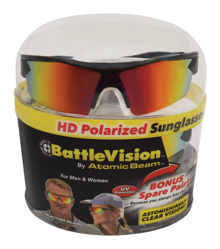 Atomic Beam Battle Vision Hi-Tech HD Polarized Sunglasses Polymer 2 pk