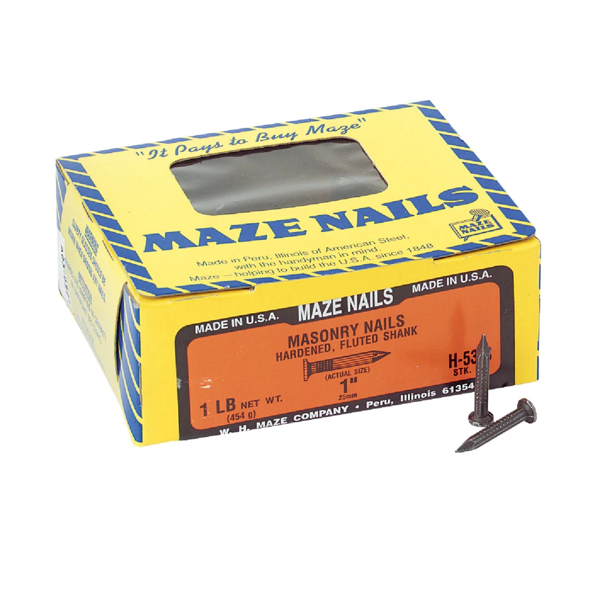 1 In. 9 Gauge Hardened Steel Fluted Masonry Nails - 176 Count