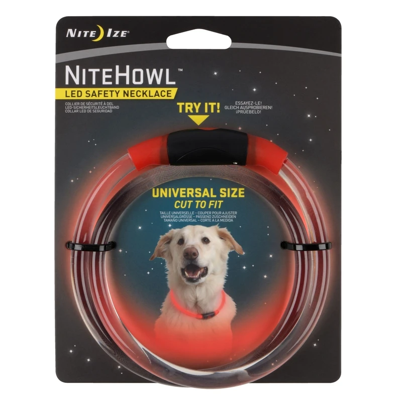 NiteHowl Red LED Safety Dog Collar Necklace for Enhanced Visibility