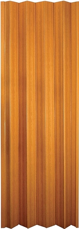 Spectrum Via Oak Accordion Folding Door — 24–36 in W x 80 in H | Space-Saving PVC Panel Room Divider