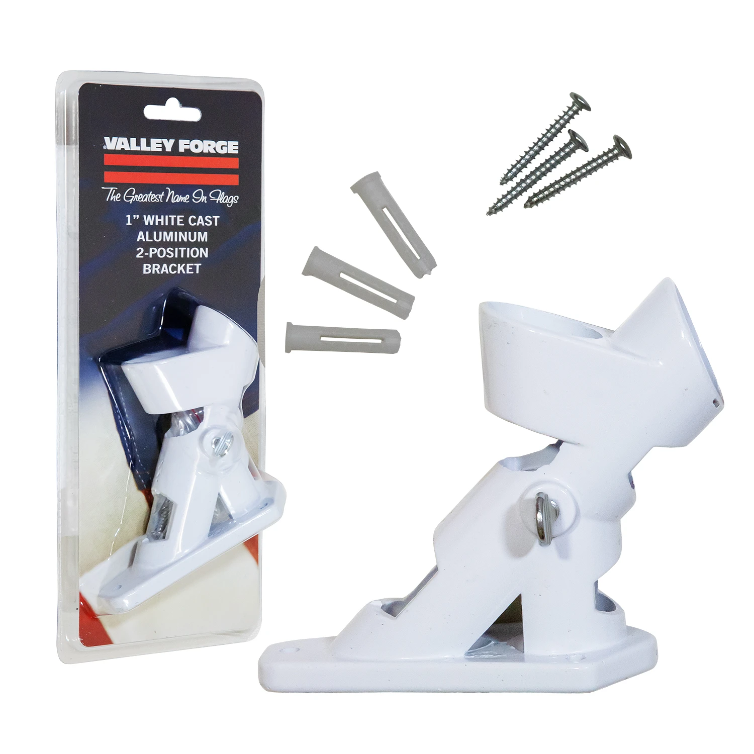 2-position 1 In. Cast Aluminum White Flag Pole Bracket