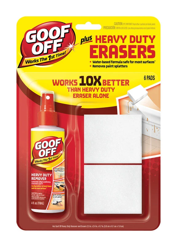 Heavy-Duty Remover With 6 Heavy-Duty Erasers, 4-oz.