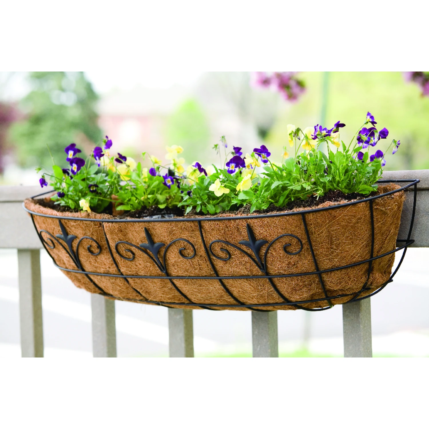 30-inch Steel Window Planter With Coco Fiber Liner - Black