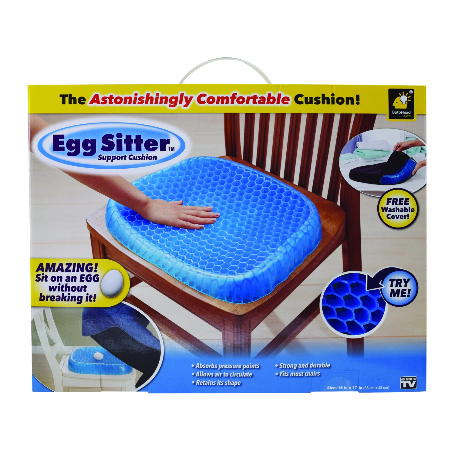 Egg Sitter Astonishingly Comfortable Seat Cushion Polyacrylamide Gel Core 1 pk