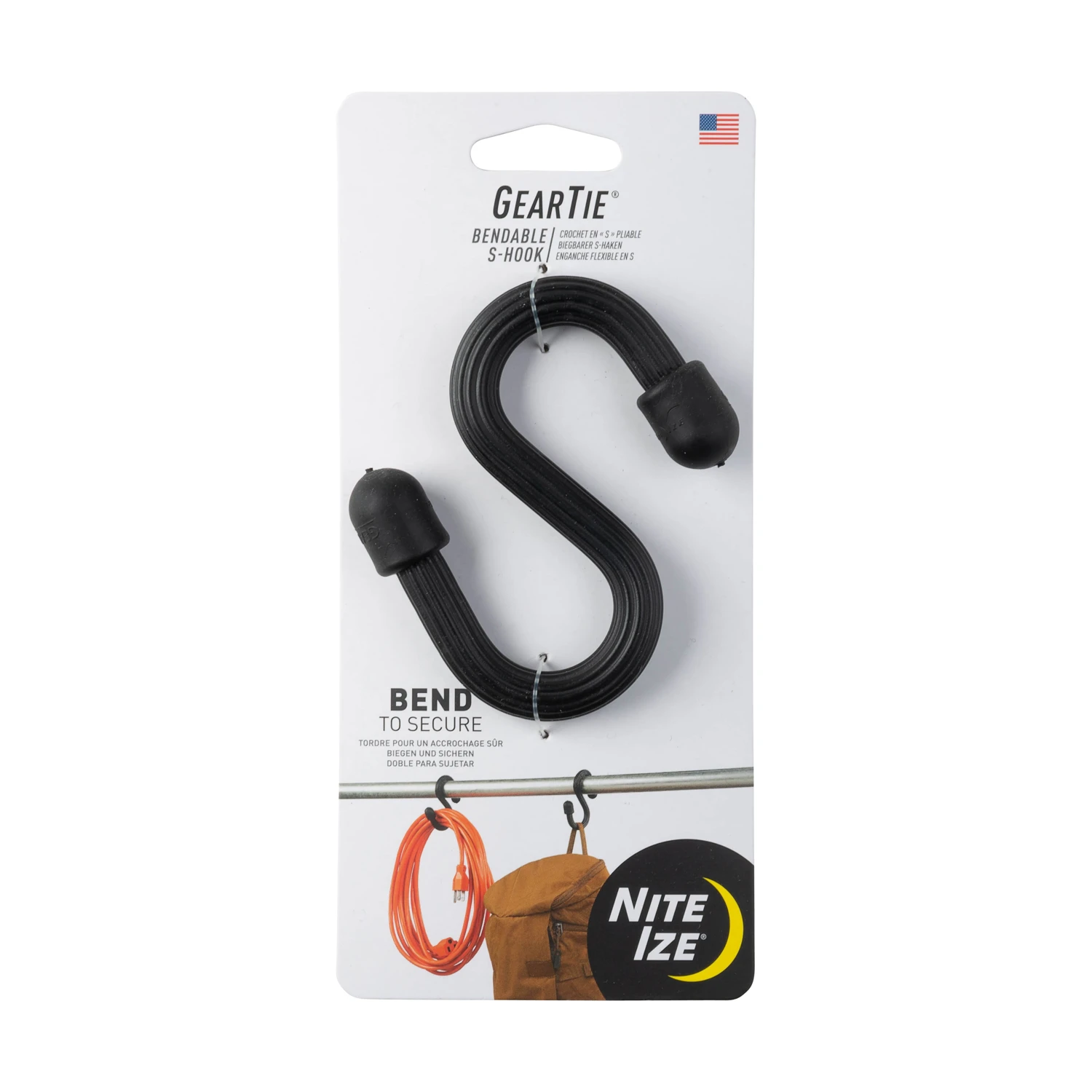 Gear Tie Bendable S-hook 10mm Rubber Coated Black Gts-01-r6