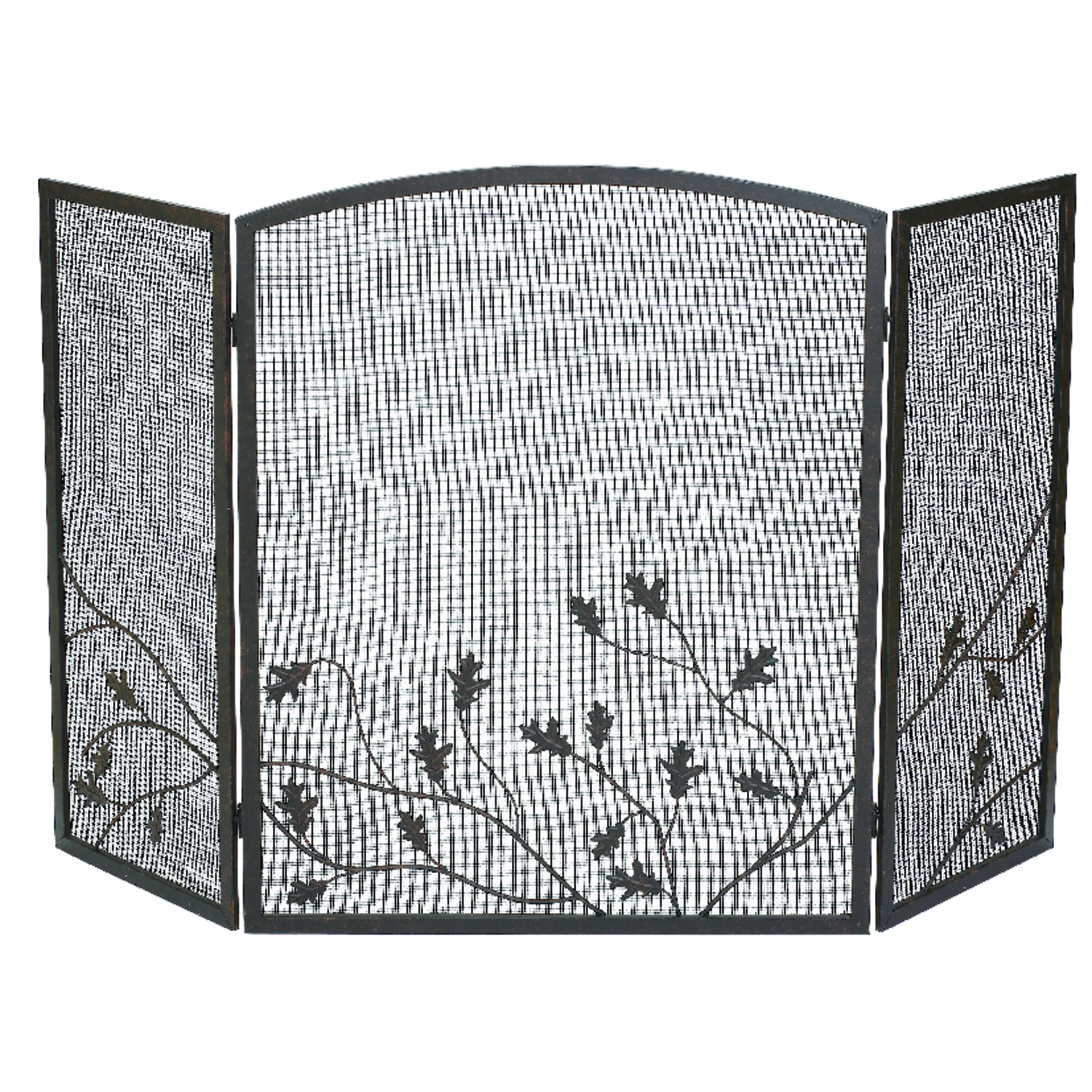 Colonial Brown/gray Brushed Steel 3-panel Fireplace Screen 32" X 50"