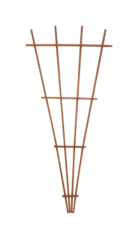 72 In. Brown Wood Fan Trellis For Climbing Flowers And Vines