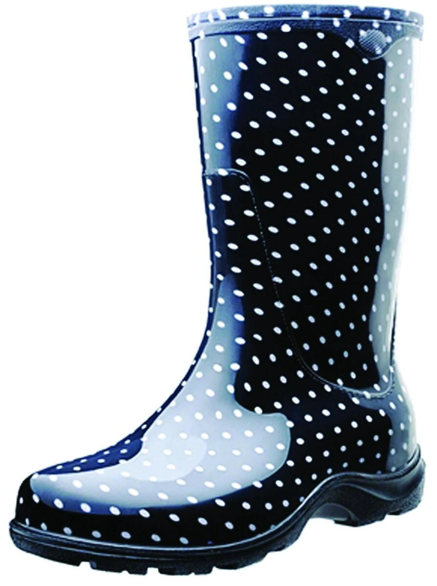Women's Size 9 Black Polka Dot Rain & Garden Rubber Boot 5013bp09
