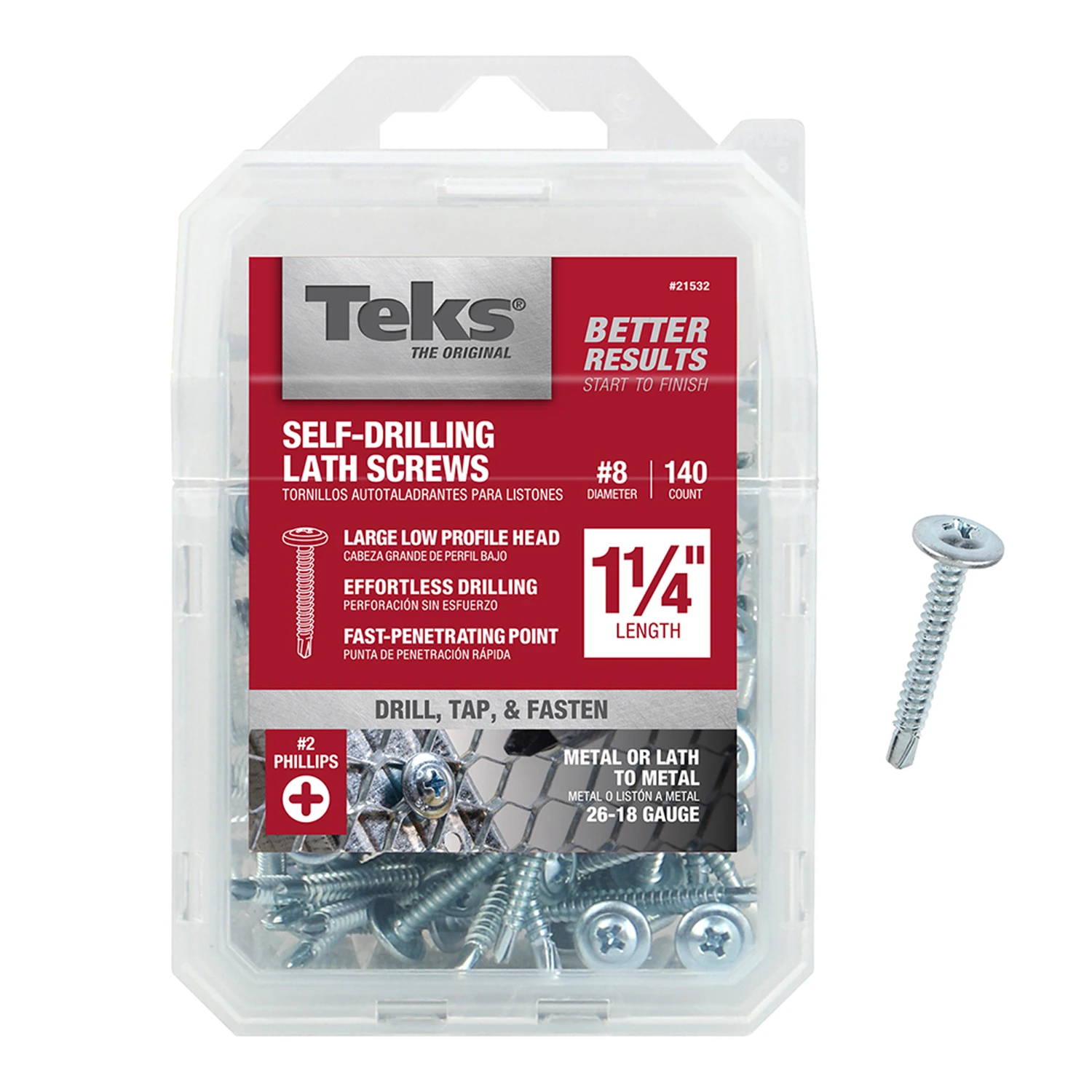 Lathe Screws, Drill Point, 1-1/4 In. x #8, 140-Pk.