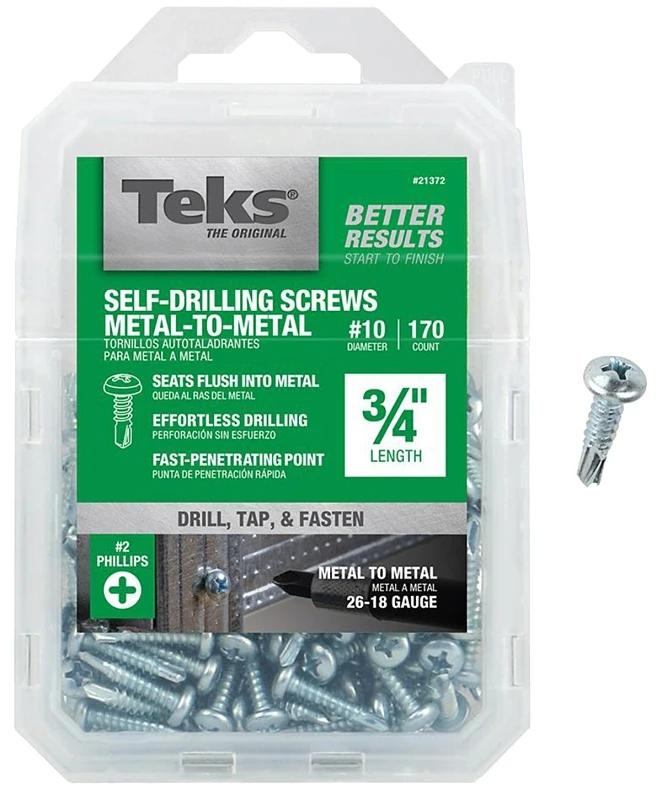 Self-Tapping Drill Point Screw, Phillips, Hex Washer Head, 3/4 In. x #10, 170-Pk.