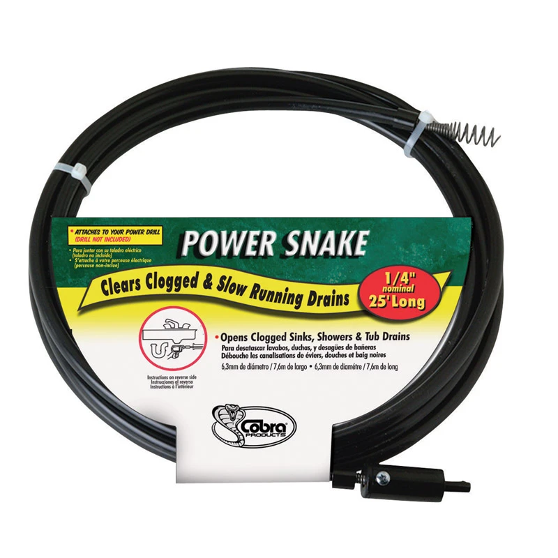 Power Snake 1/4 In. X 15 Ft. Spring Steel Drain Auger For Household Use