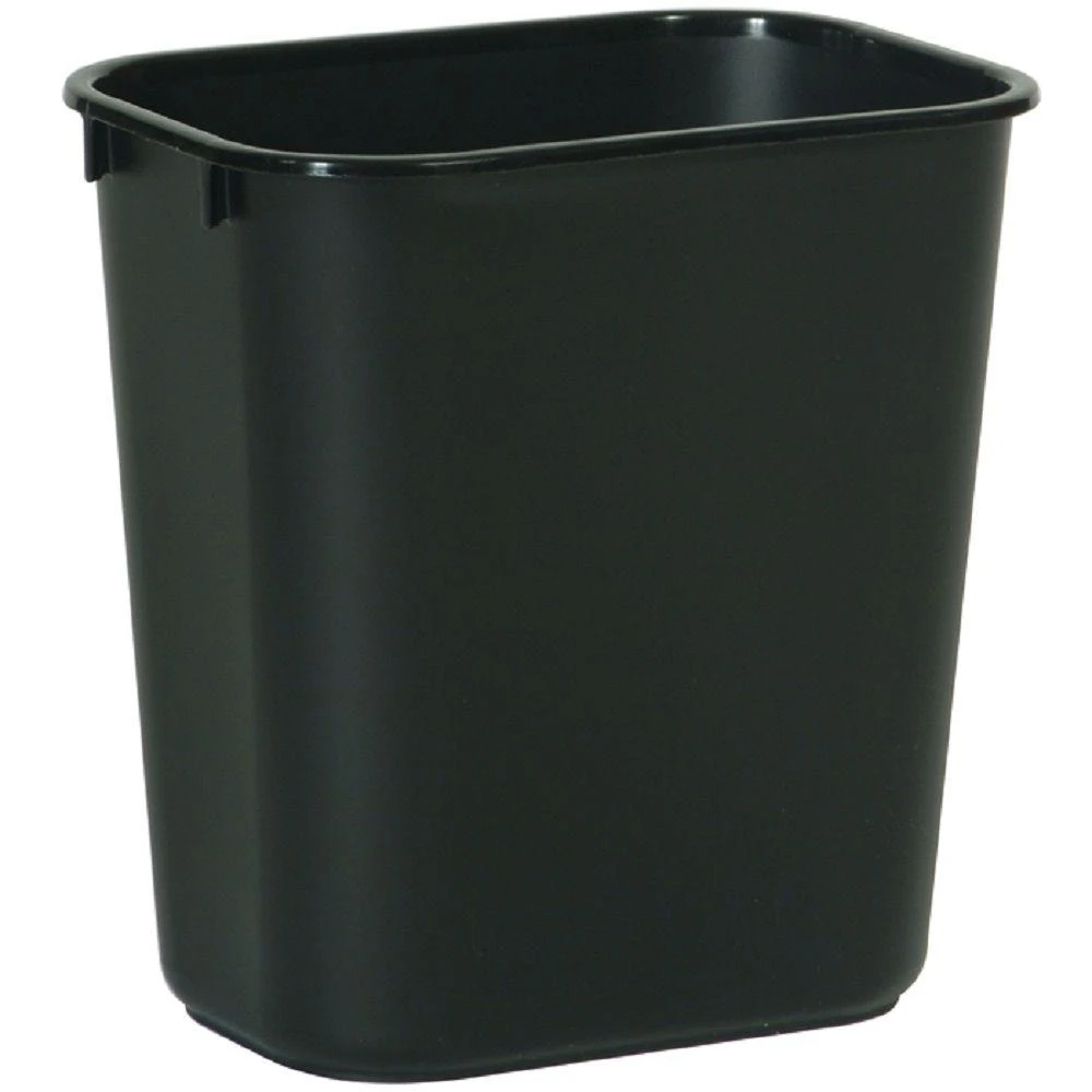 Rubbermaid Commercial 3.25 Gallon Black Rectangular Wastebasket, 11.38"l X 8.25"w X 12.13"h