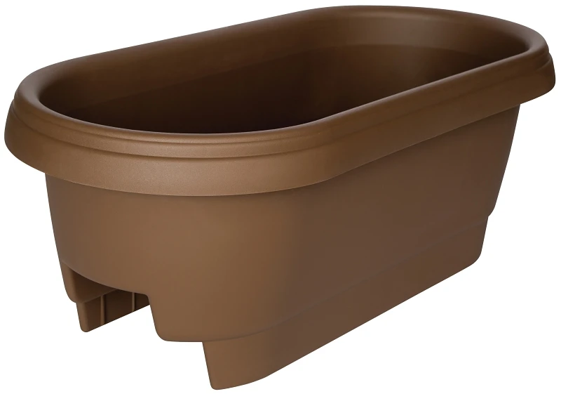 Chocolate Plastic Deck Rail Planter, 24-inch, Fits 4" & 6" Railings