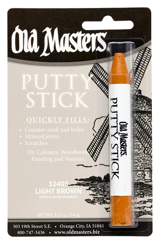Light Brown Putty Stick for Filling Nail Holes and Small Surface Imperfections
