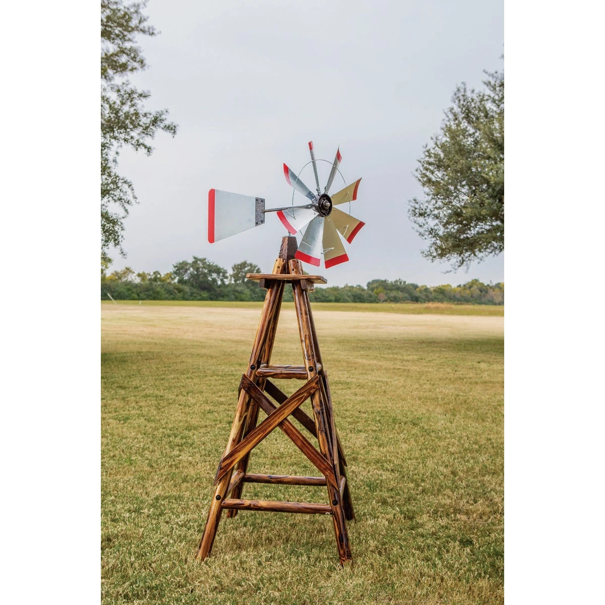 9 Ft. Char-log Decorative Windmill With Galvanized Steel Head