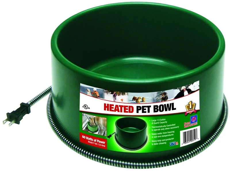 1.5 Gallon Green Heated Pet Bowl With Thermostat Control