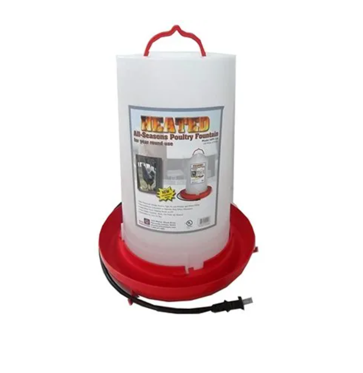 Heated Poultry Fountain with Thermostat Control, 100 Watt, 3 Gallon Capacity