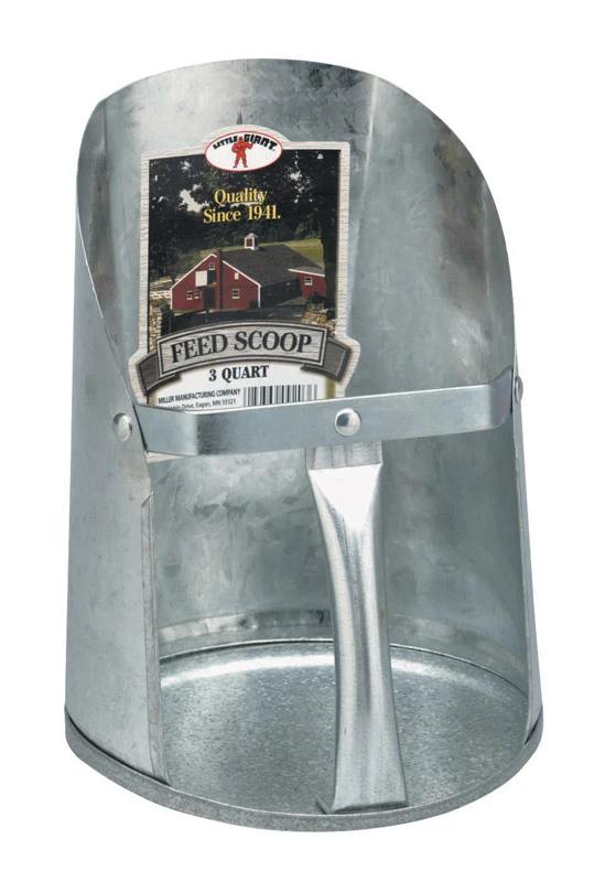 Galvanized Steel Feed Scoop, 3 Quart Capacity, Durable Construction