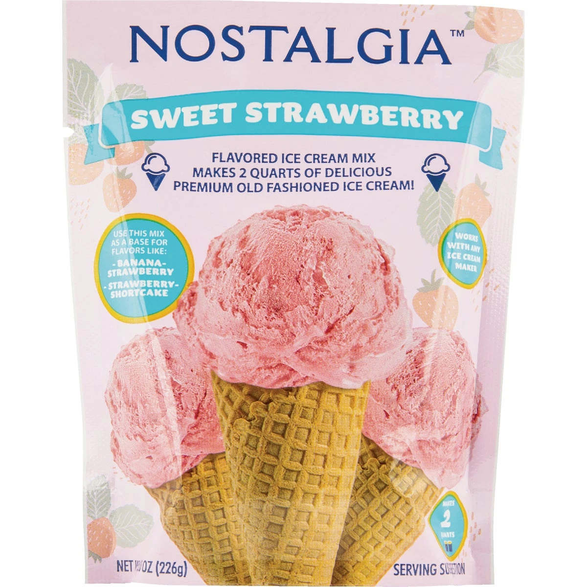 Strawberry Ice Cream Mix, Ready to Use, 1 Gallon
