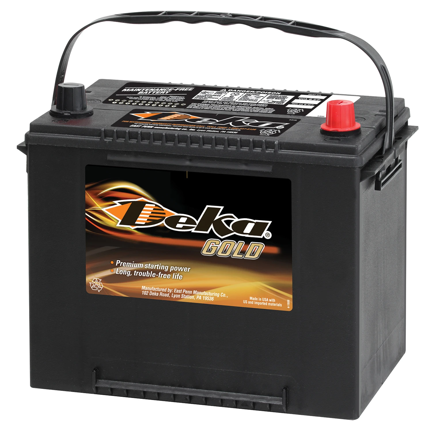 Gold 12-volt 675 Cca Automotive Battery, Top Post Right Front Positive Terminal