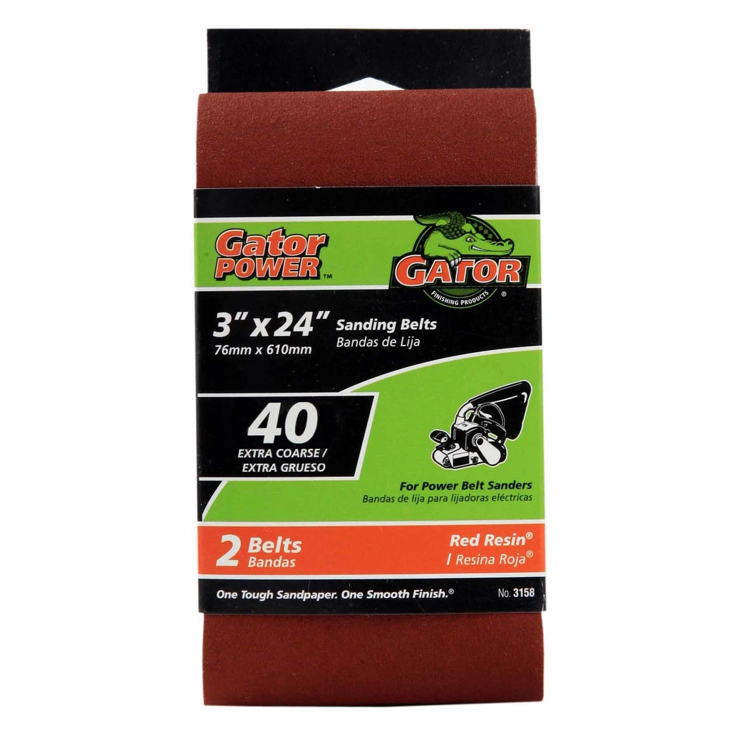Gator 3158 Sanding Belt, 3 in W, 24 in L, 40 Grit, Extra Coarse, Aluminum Oxide Abrasive