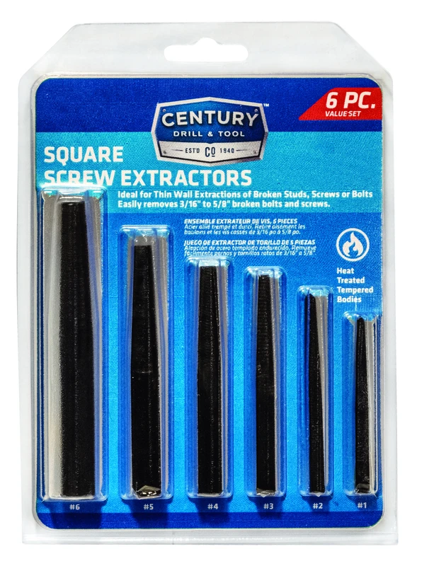 6-piece Square Flute Screw Extractor Set, Model 73214