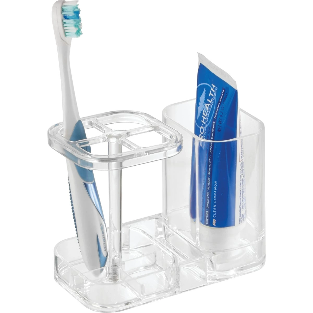 Med+ Clear Toothbrush Holder For 4 Toothbrushes And 1 Toothpaste Tube
