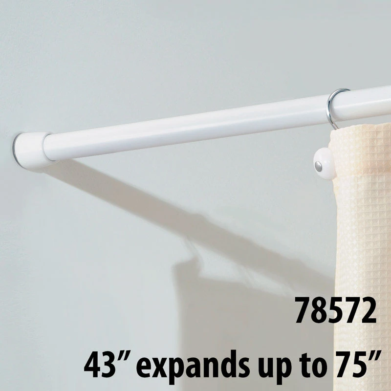 Cameo Adjustable Shower Curtain Tension Rod 43-75 In. White