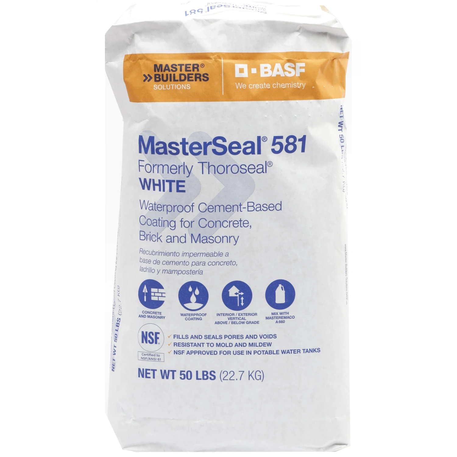 581 50 Lb. White Cement-based Waterproof Coating For Masonry