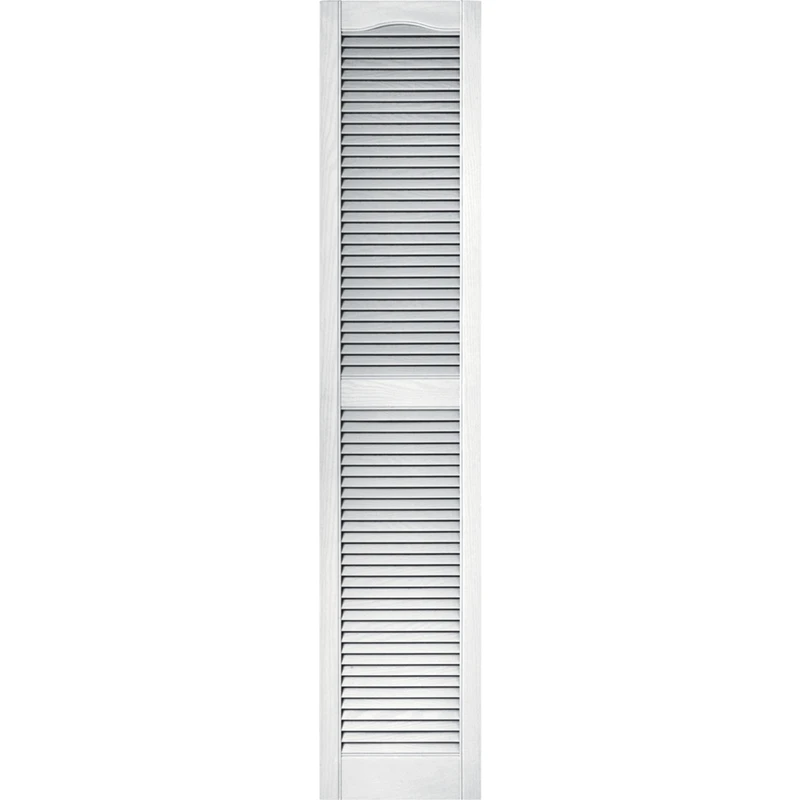 15 In. X 72 In. White Vinyl Louvered Shutters, 2-pack, Fasteners Included