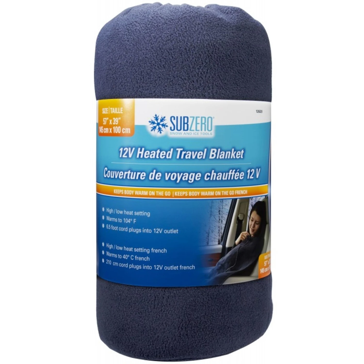 Heated Travel Blanket, 12V Car Plug, 57 x 39-In.