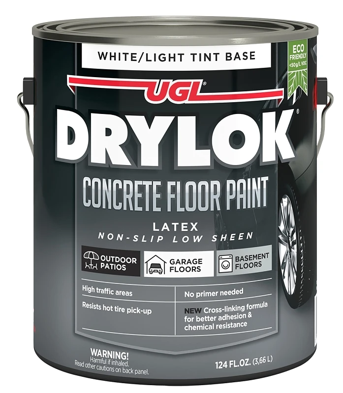 Low Voc Concrete Floor Paint, White/light Tint, 1 Gallon - Non-slip Formula