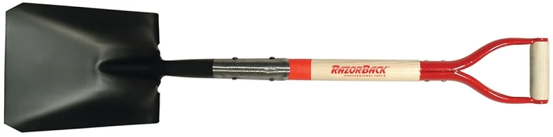 30" D-handle Square Point Shovel With Steel Blade And Wood Grip