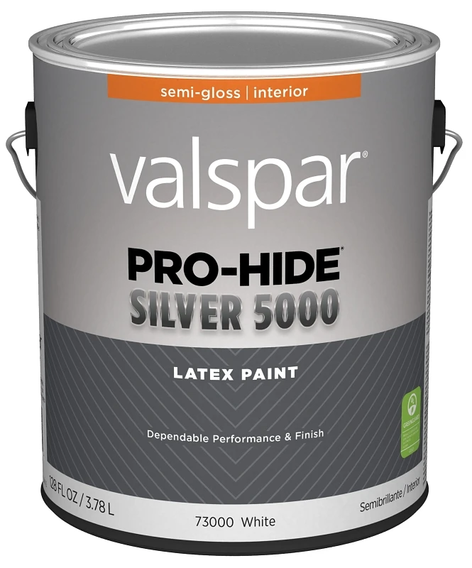 Pro-hide Silver 5000 Latex Semi-gloss Interior Wall Paint, White Base, 1 Gallon