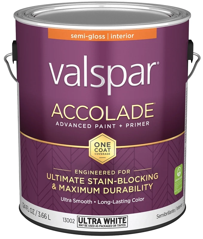 Accolade Super Premium 100% Acrylic Semi-gloss Interior Wall Paint, Ultra White, 1 Gallon